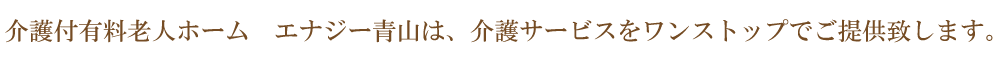 介護付エナジー青山は、介護サービスをワンストップでご提供致します。
